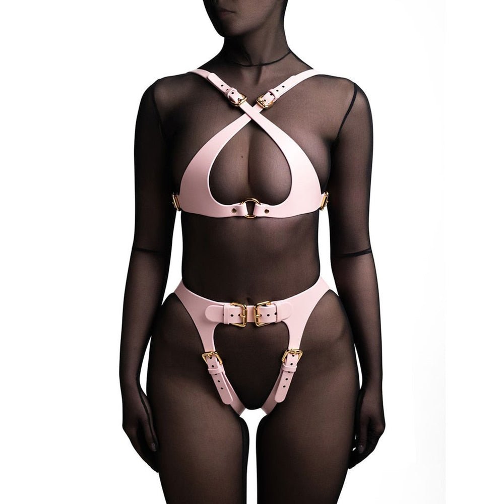 Lara's Gothic Leather Harness Set - Harness - The Secret Affaire