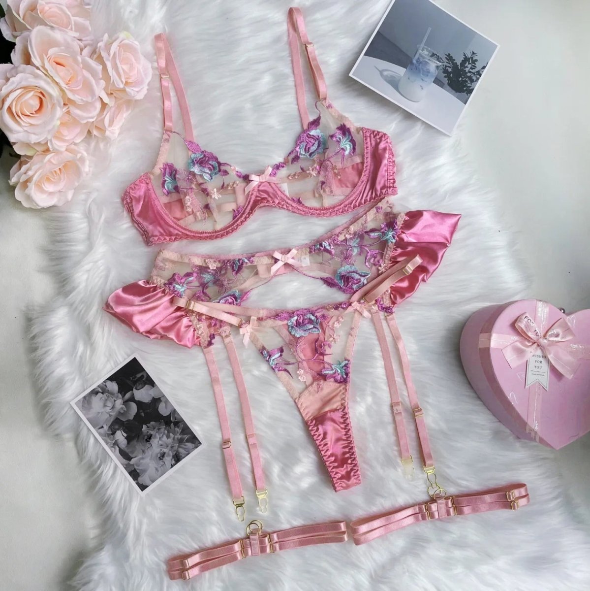 Tanya's Ruffle Floral Set - Lingerie Set - The Secret Affaire